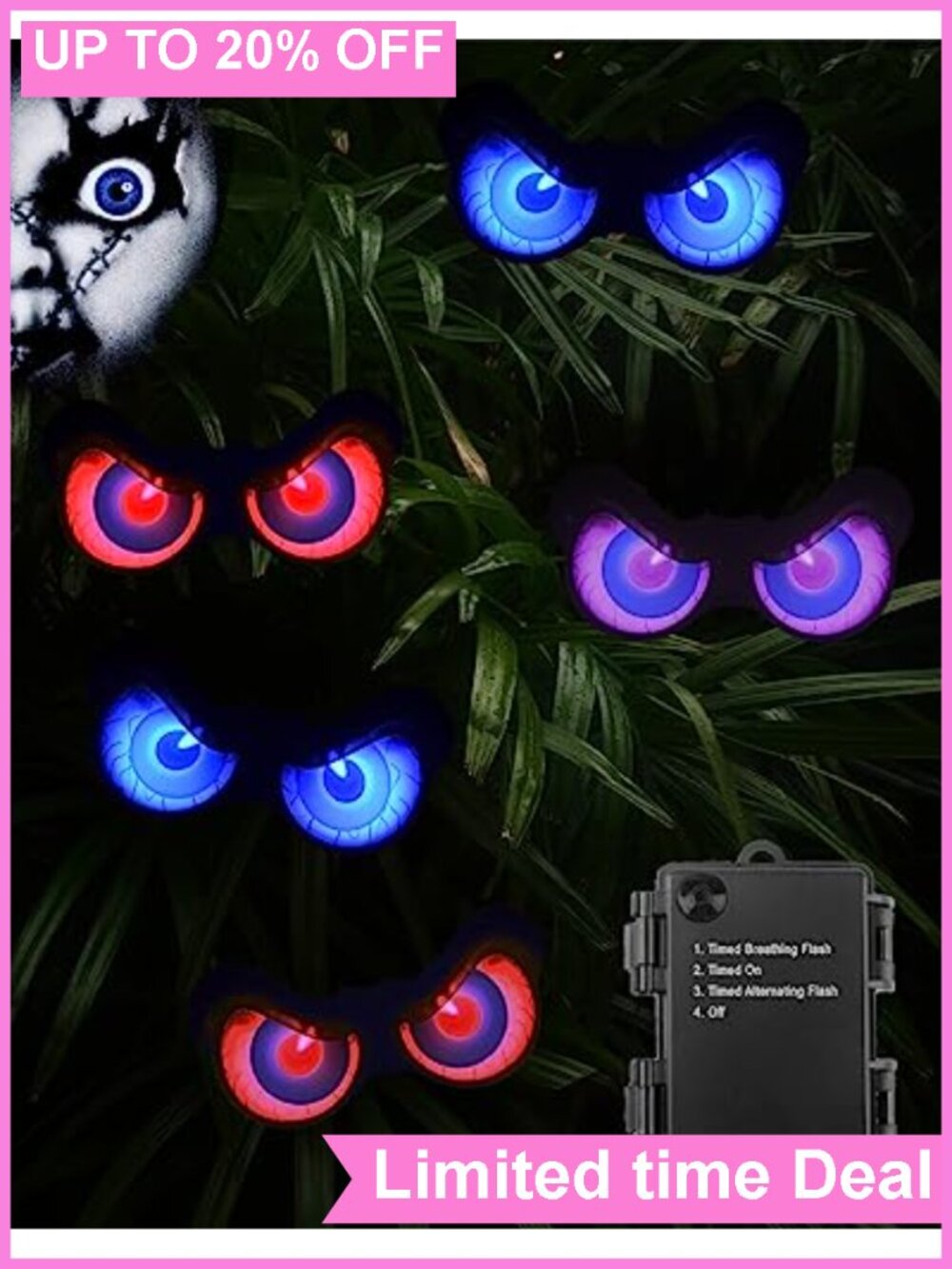 5 Pack LED Halloween Glowing Eyes Flashing Lights Outdoor Yard Decor